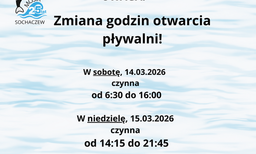 Zdjęcie do Zmiana Ggodzin pracy pływalni