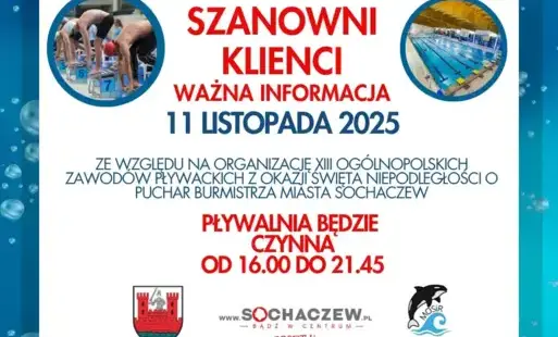 Zdjęcie do 11.11.2025 Pływalnia ORKA czynna od 16.00