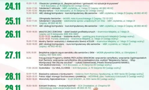 Wydarzenia organizowane w ramach Sochaczewskiego Tygodnia Seniora